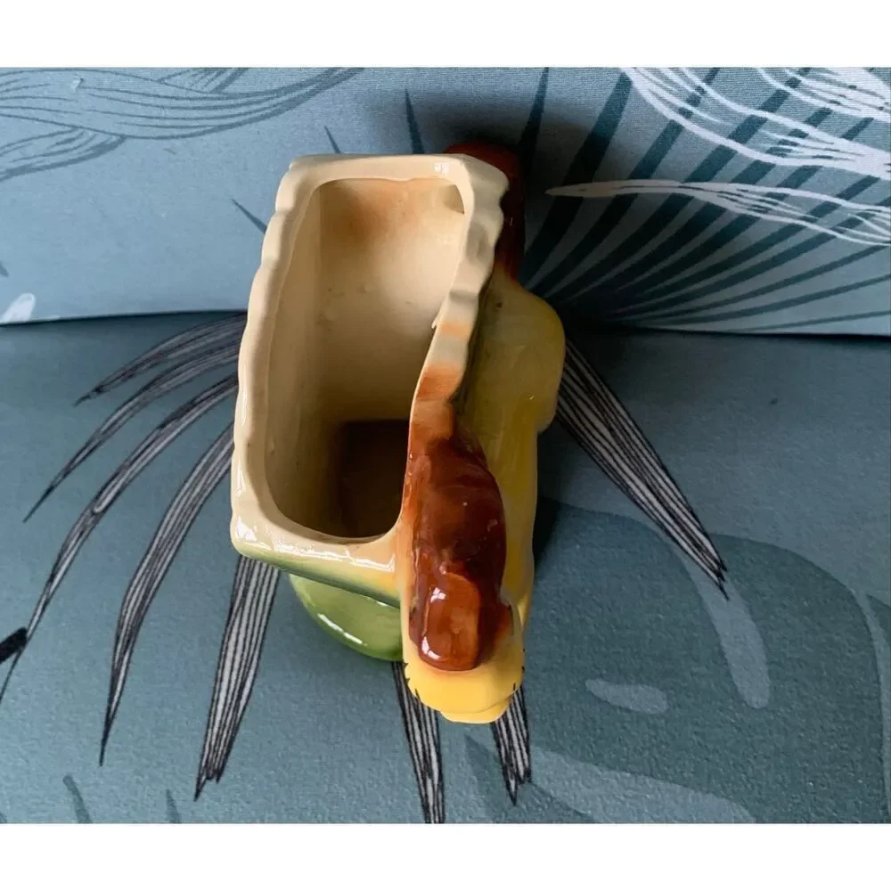 Horse Planter Vase Ceramic Yellow Vintage MCM Retro Art Deco